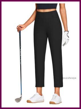 Women's High Waisted Golf Capri Pants Straight Leg Pull On